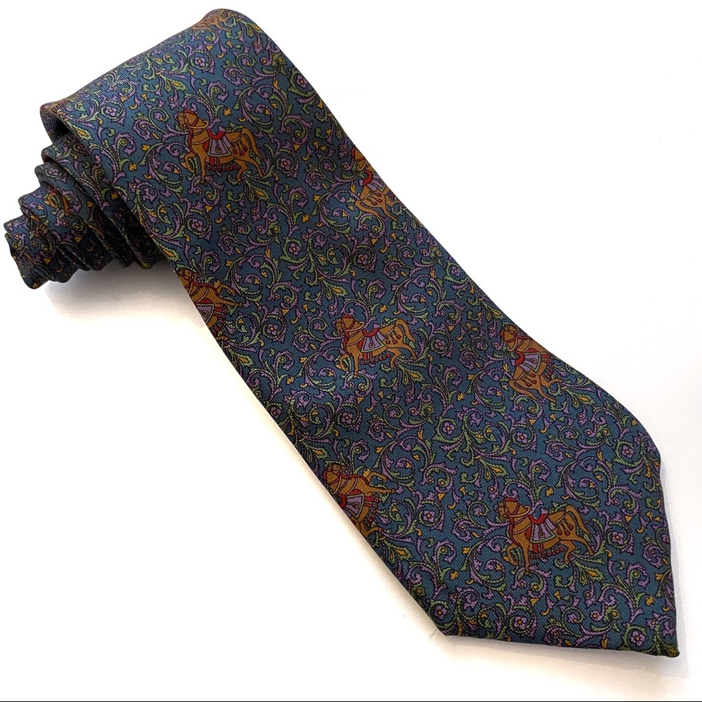Salvatore Ferragamo Horse Equestrian Silk Tie
